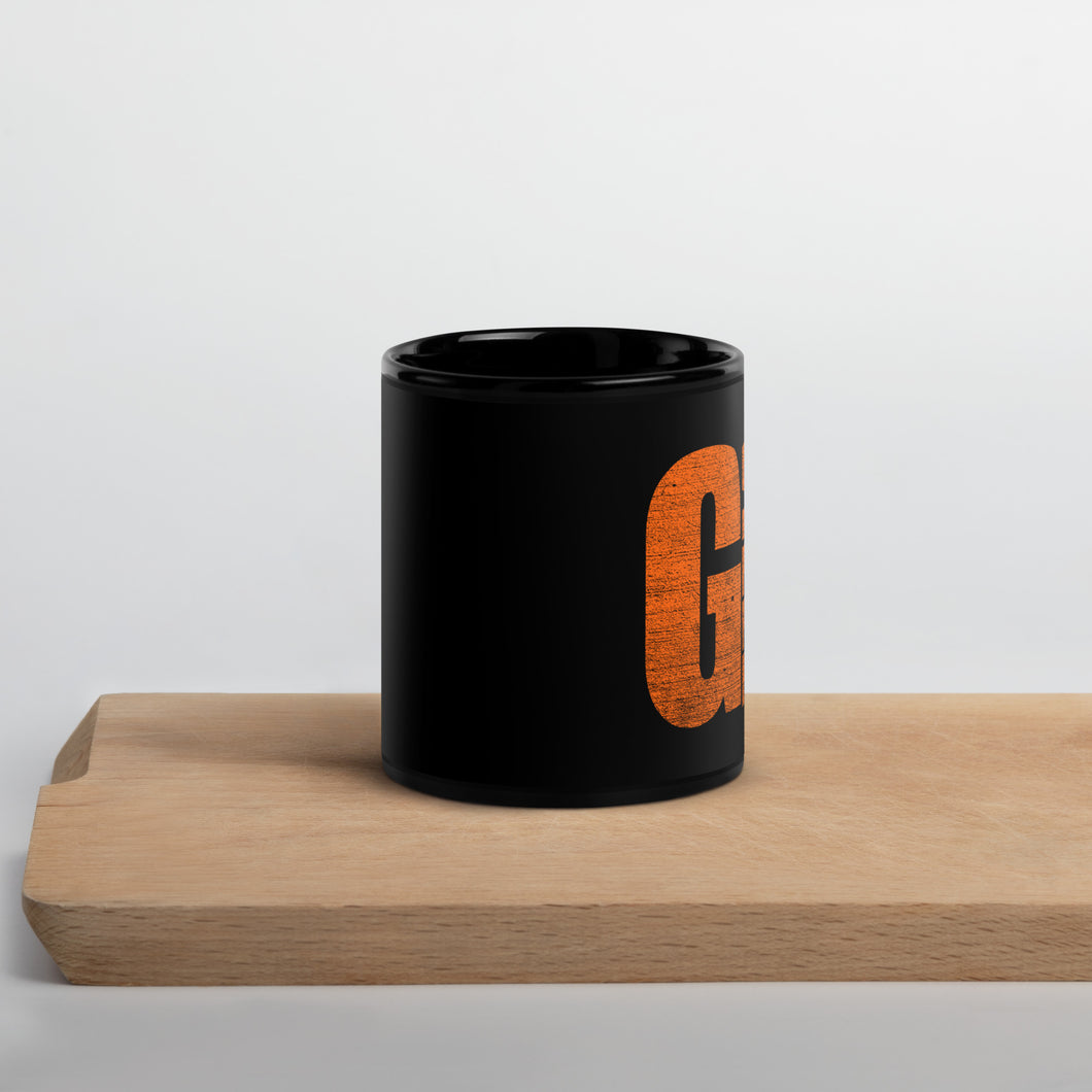 textured gville orange Black Glossy Mug