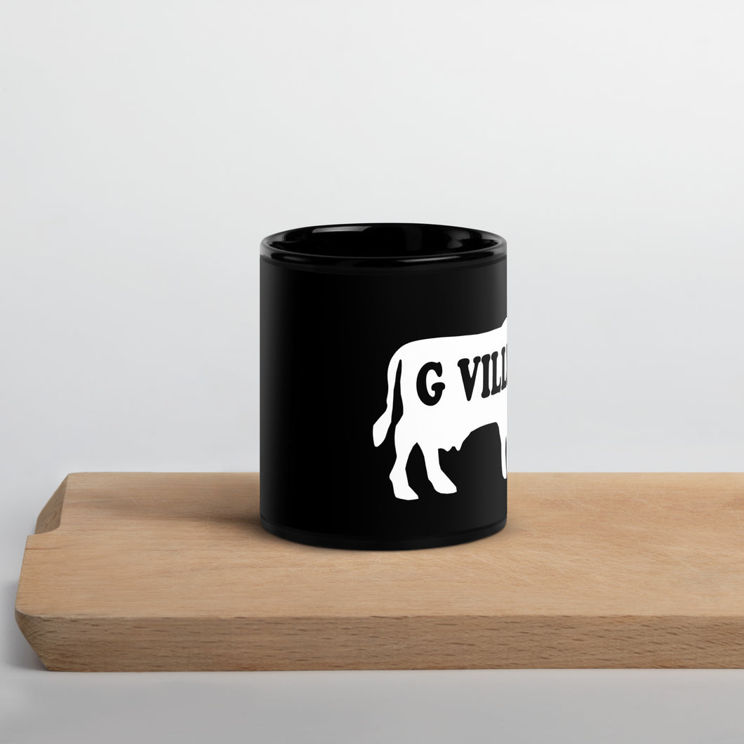 White Cow Black Glossy Mug