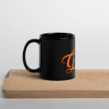 Load image into Gallery viewer, Cursive Orange Black Glossy Mug
