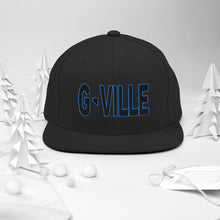 Load image into Gallery viewer, Gville Puffy Black and Blue Snapback Hat
