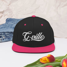 Load image into Gallery viewer, White Cursive Gville Snapback Hat
