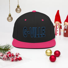 Load image into Gallery viewer, Gville Puffy Black and Blue Snapback Hat
