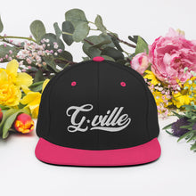 Load image into Gallery viewer, White Cursive Gville Snapback Hat
