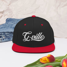 Load image into Gallery viewer, White Cursive Gville Snapback Hat
