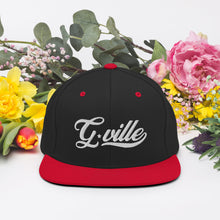 Load image into Gallery viewer, White Cursive Gville Snapback Hat
