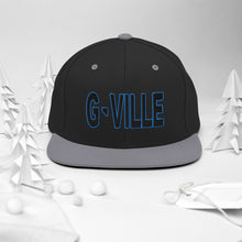 Load image into Gallery viewer, Gville Puffy Black and Blue Snapback Hat
