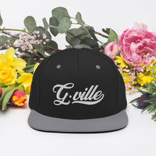 Load image into Gallery viewer, White Cursive Gville Snapback Hat
