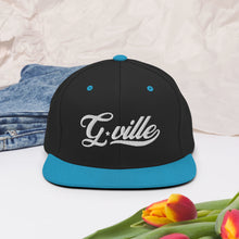 Load image into Gallery viewer, White Cursive Gville Snapback Hat
