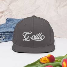 Load image into Gallery viewer, White Cursive Gville Snapback Hat
