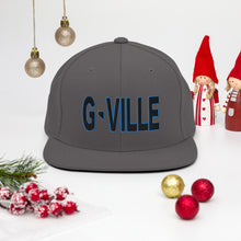 Load image into Gallery viewer, Gville Puffy Black and Blue Snapback Hat
