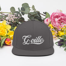 Load image into Gallery viewer, White Cursive Gville Snapback Hat
