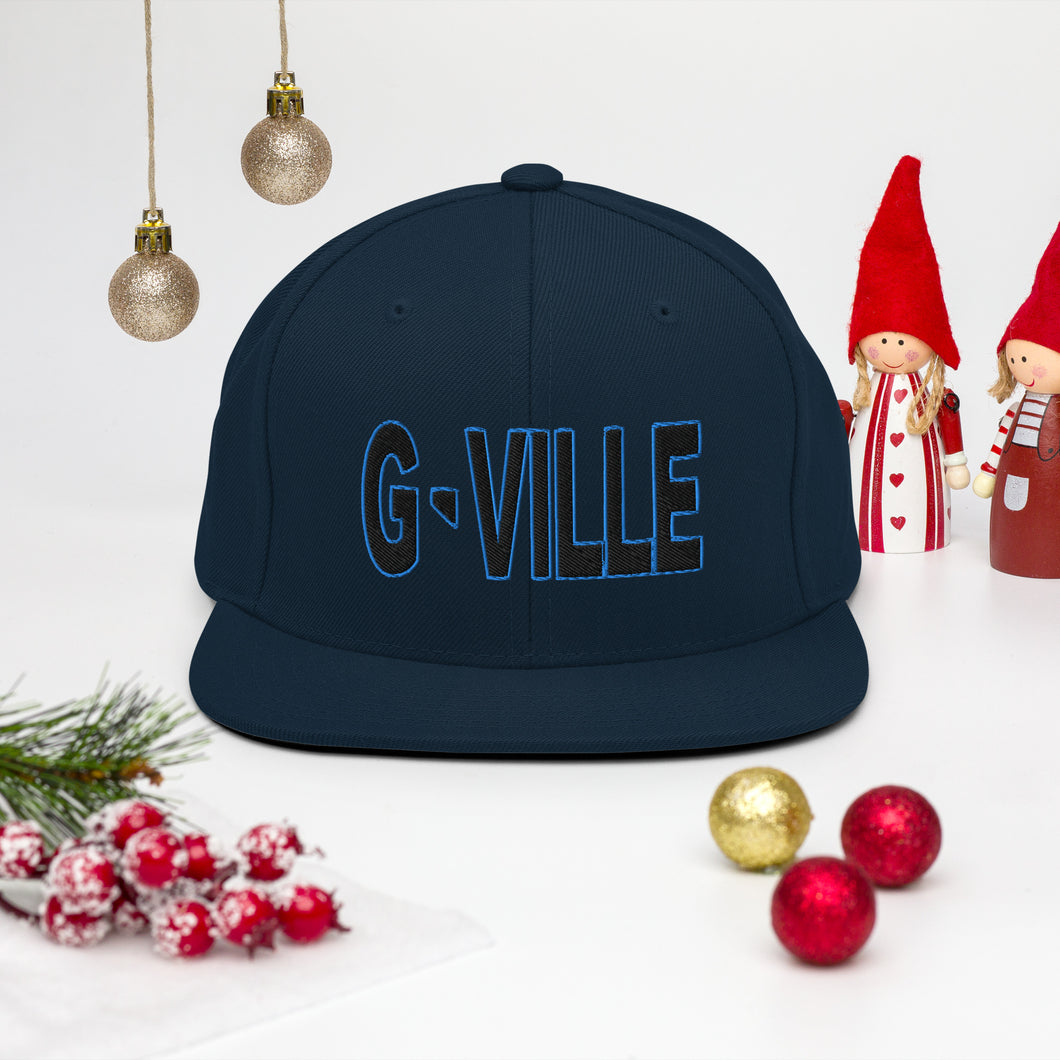 Gville Puffy Black and Blue Snapback Hat