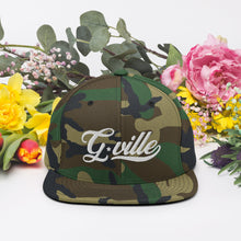 Load image into Gallery viewer, White Cursive Gville Snapback Hat
