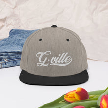 Load image into Gallery viewer, White Cursive Gville Snapback Hat
