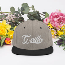 Load image into Gallery viewer, White Cursive Gville Snapback Hat
