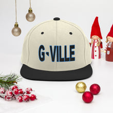 Load image into Gallery viewer, Gville Puffy Black and Blue Snapback Hat
