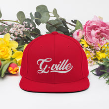 Load image into Gallery viewer, White Cursive Gville Snapback Hat
