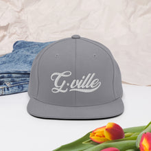 Load image into Gallery viewer, White Cursive Gville Snapback Hat
