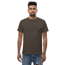 Load image into Gallery viewer, Black cursive textured Men&#39;s classic tee
