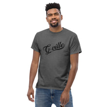 Load image into Gallery viewer, Black cursive textured Men&#39;s classic tee
