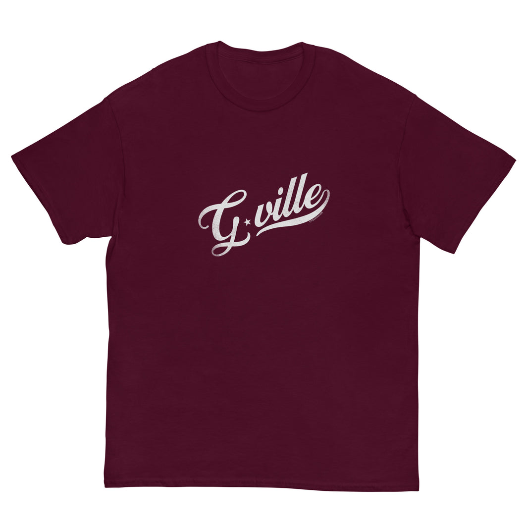 White cursive gville Men's classic tee