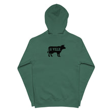 Load image into Gallery viewer, Black Cow Gville front and back Unisex fleece zip up hoodie
