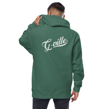 Load image into Gallery viewer, Gville Cursive Front and Back Unisex fleece zip up hoodie
