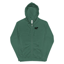 Load image into Gallery viewer, Black Cow Gville front and back Unisex fleece zip up hoodie
