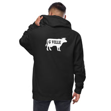 Load image into Gallery viewer, White Cow Gville front and back Unisex fleece zip up hoodie
