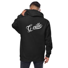 Load image into Gallery viewer, Gville Cursive Front and Back Unisex fleece zip up hoodie
