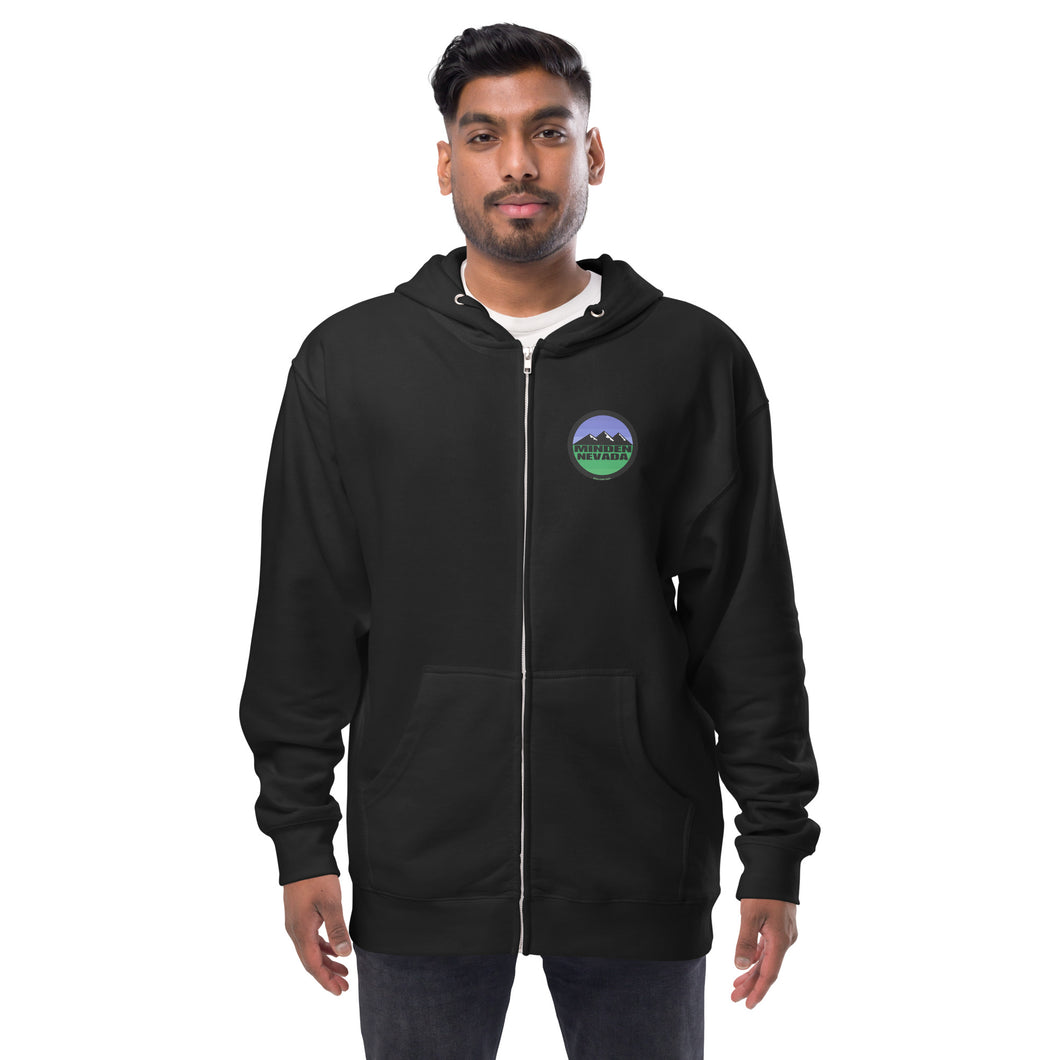 Minden Moutain Front and Back Unisex fleece zip up hoodie