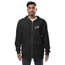 Load image into Gallery viewer, Gville Cursive Front and Back Unisex fleece zip up hoodie
