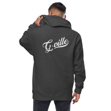 Load image into Gallery viewer, Gville Cursive Front and Back Unisex fleece zip up hoodie
