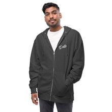 Load image into Gallery viewer, Gville Cursive Front and Back Unisex fleece zip up hoodie
