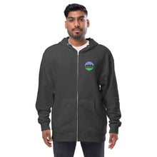 Load image into Gallery viewer, Minden Moutain Front and Back Unisex fleece zip up hoodie
