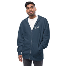 Load image into Gallery viewer, Gville Cursive Front and Back Unisex fleece zip up hoodie
