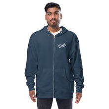 Load image into Gallery viewer, Gville Cursive Front and Back Unisex fleece zip up hoodie
