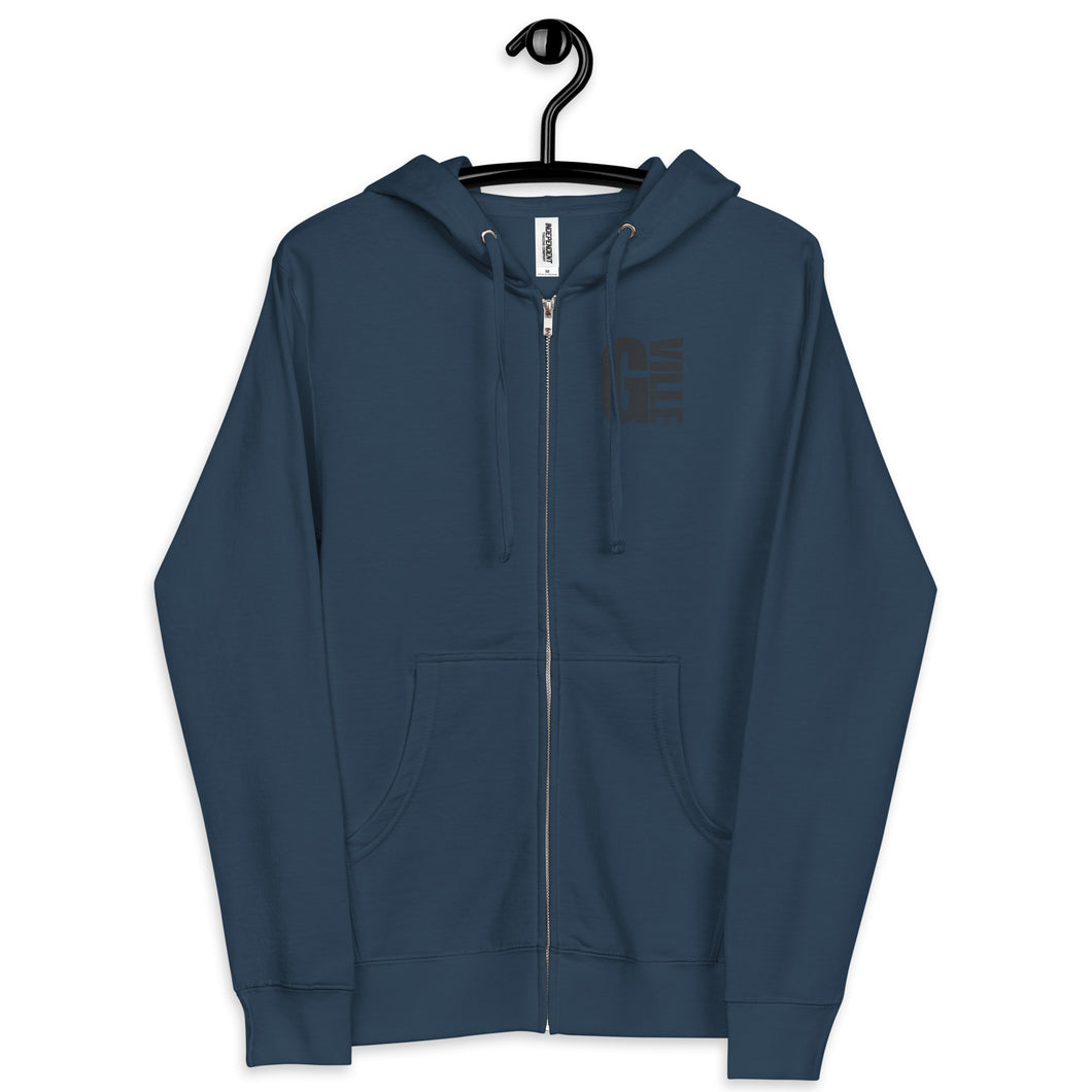 Block Gville Textured Front and Back Unisex fleece zip up hoodie