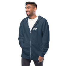 Load image into Gallery viewer, White Cow Gville front and back Unisex fleece zip up hoodie
