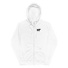 Load image into Gallery viewer, Black Cow Gville front and back Unisex fleece zip up hoodie
