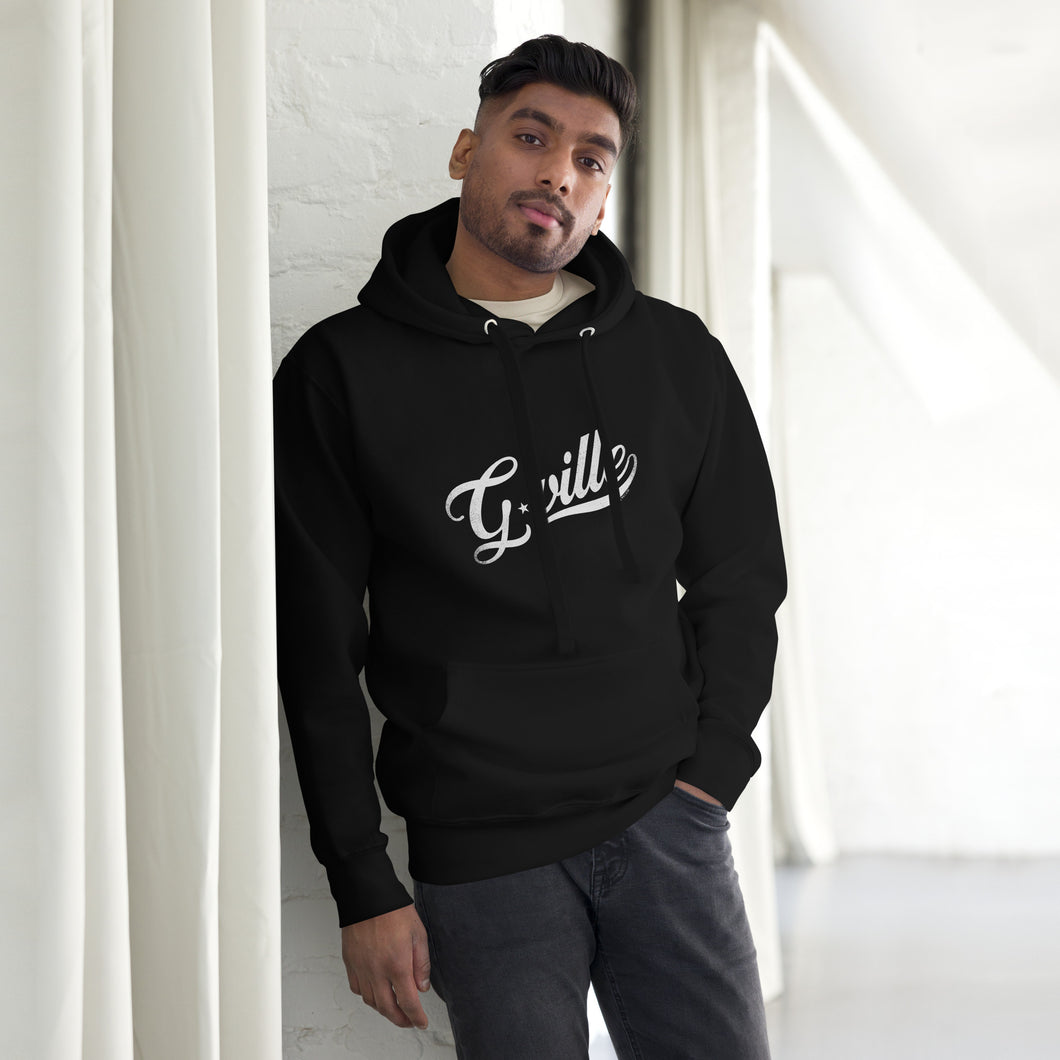 White Cursive Gville Unisex Hoodie