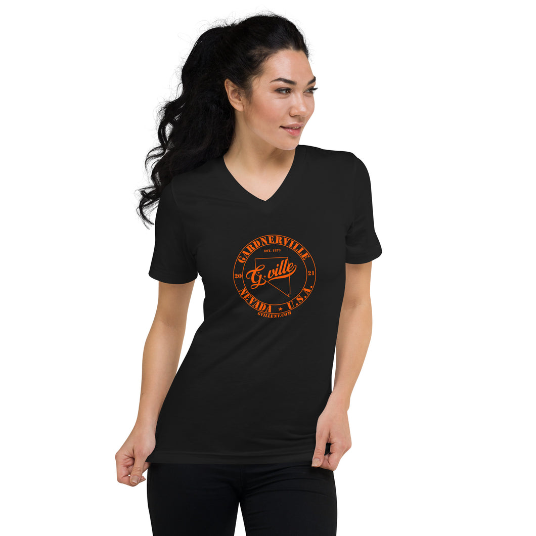 Gville Nevada Orange Unisex Short Sleeve V-Neck T-Shirt