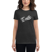 Load image into Gallery viewer, White Gville Cursive Women&#39;s short sleeve t-shirt
