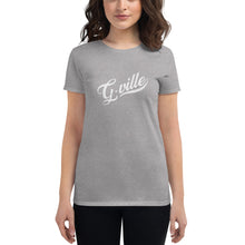 Load image into Gallery viewer, White Gville Cursive Women&#39;s short sleeve t-shirt
